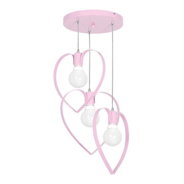 Barn Lampa LOVE 3xE27/60W/230V ljusrosa