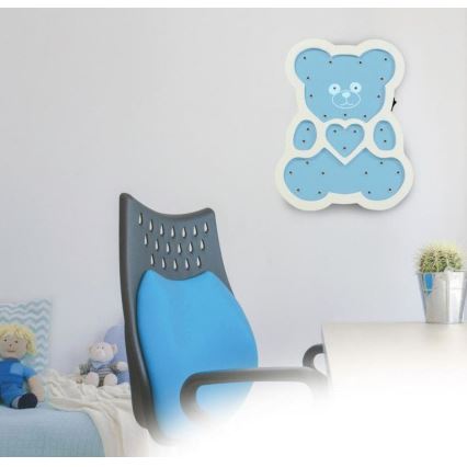 Barn LED-lampa LED/2xAA blå björn