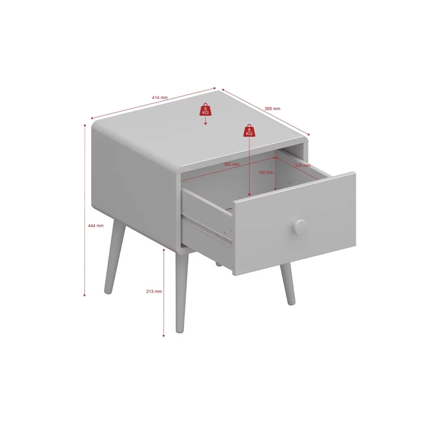 Barn nightstand GAIA 44,3x41,4 cm turkos/ek