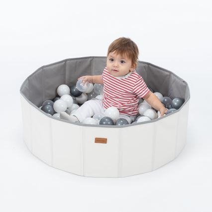 Barnens torrpool med bollar, Ø 80 cm, vit/grå