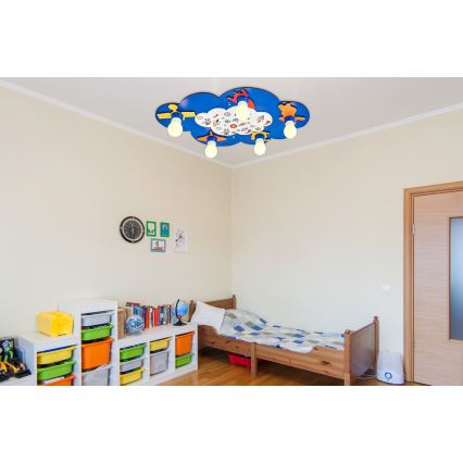 Barnens taklampa LUCCA 5xE27/24W/230V blå