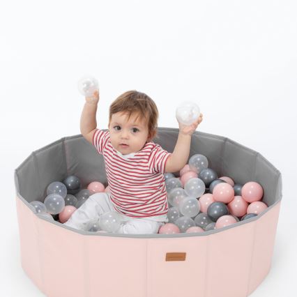Barnens torrpool med bollar Ø 80 cm rosa/grå