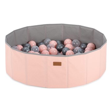Barnens torrpool med bollar Ø 80 cm rosa/grå