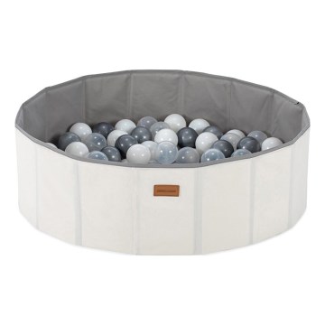 Barnens torrpool med bollar, Ø 80 cm, vit/grå