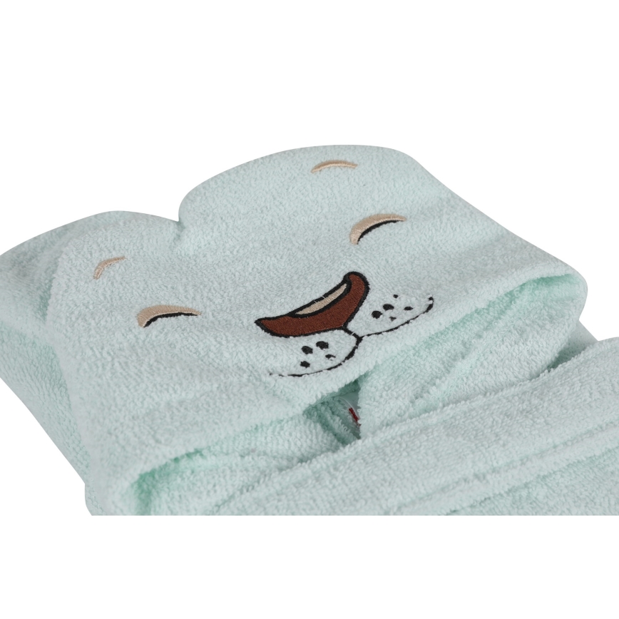 Barnfrottéset ASLAN - badrock, handduk, trasa mint