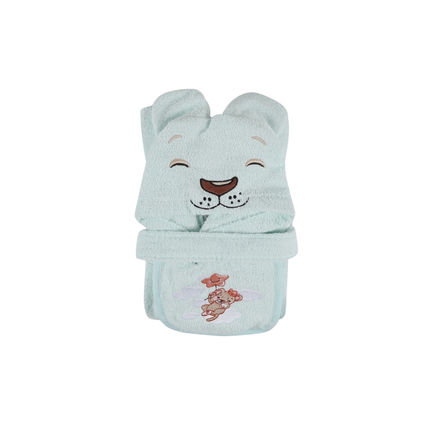 Barnfrottéset ASLAN - badrock, handduk, trasa mint