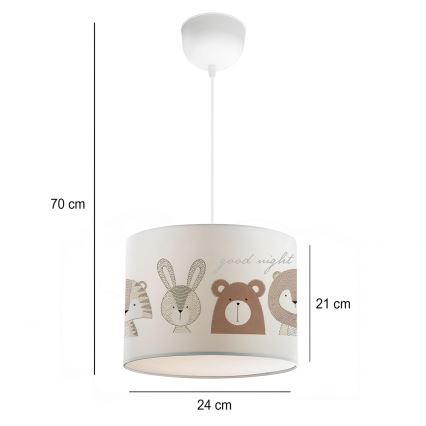 Barnlampa CANDY 1xE27/40W/230V vit/brun