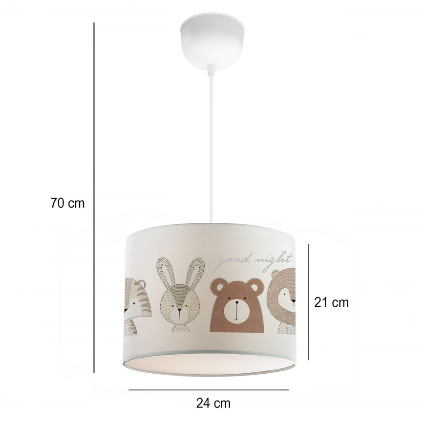 Barnlampa CANDY 1xE27/40W/230V vit/brun