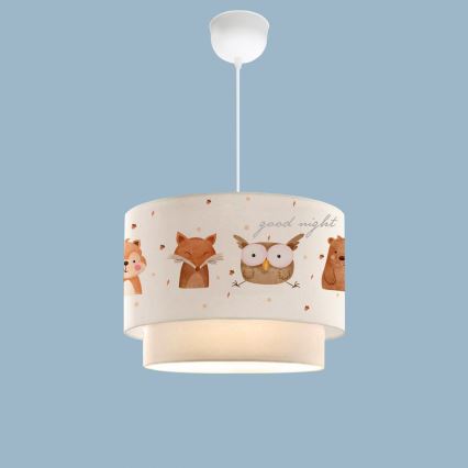 Barnlampa CANDY 1xE27/40W/230V vit/brun
