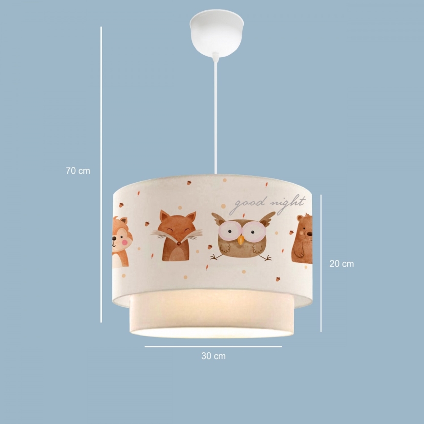 Barnlampa CANDY 1xE27/40W/230V vit/brun