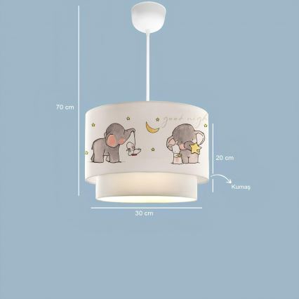 Barnlampa CANDY 1xE27/40W/230V vit/grå