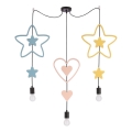 Barnlampa hängande TRIO 3xE27/20W/230V blå/rosa/gul