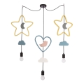 Barnlampa i hängande TRIO 3xE27/20W/230V gul/blå/grå