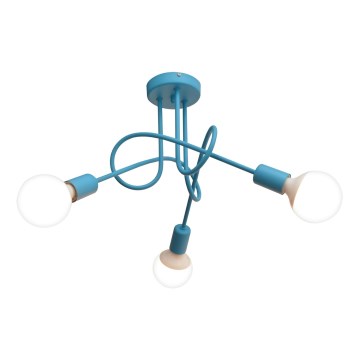 Barnlampa OXFORD för takmontering 3xE27/15W/230V blå