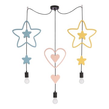 Barnlampa på sladd TRIO 3xE27/20W/230V blå/rosa/gul