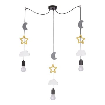 Barnlampa TRIO 3xE27/20W/230V grå/gul/vit