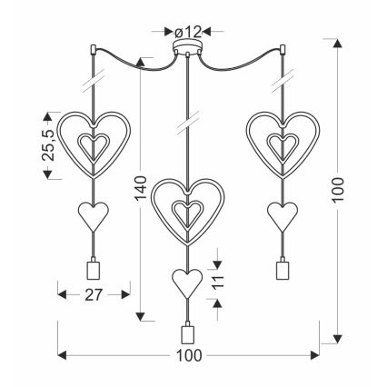 Barnlampa TRIO 3xE27/20W/230V rosa/vit/grå