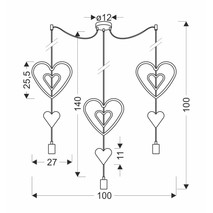 Barnlampa TRIO 3xE27/20W/230V rosa/vit/grå