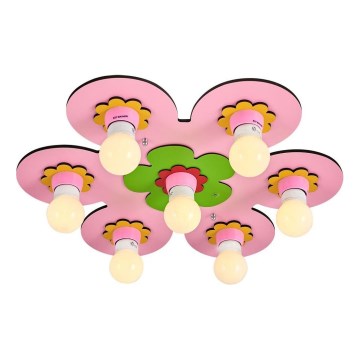 Barnlampan i taket LUCCA 7xE27/24W/230V rosa
