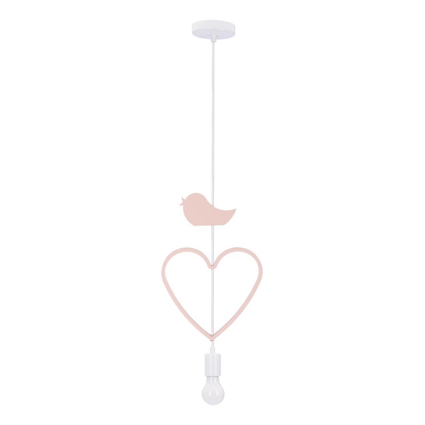 Barnpendel med sladd HEART 1xE27/20W/230V rosa/vit