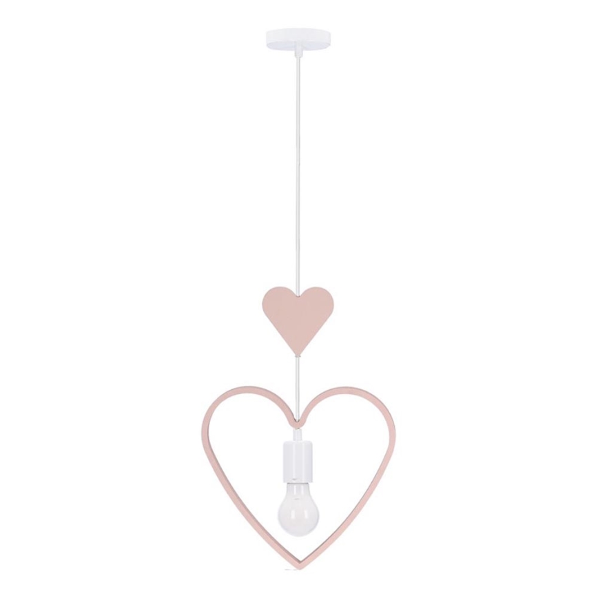 Barnpendel på sladd HEART 1xE27/20W/230V rosa/vit