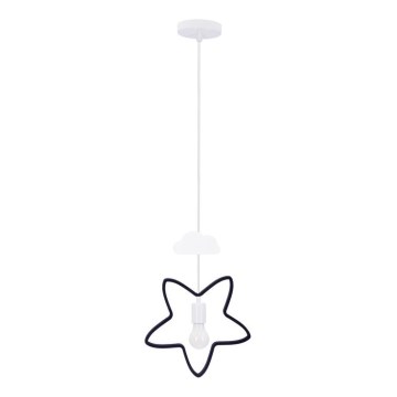 Barnpendel STARS med sladd 1xE27/20W/230V svart/vit