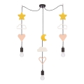 Barnpendellampa TRIO 3xE27/20W/230V gul/vit/rosa