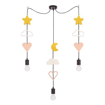 Barnpendellampa TRIO 3xE27/20W/230V gul/vit/rosa