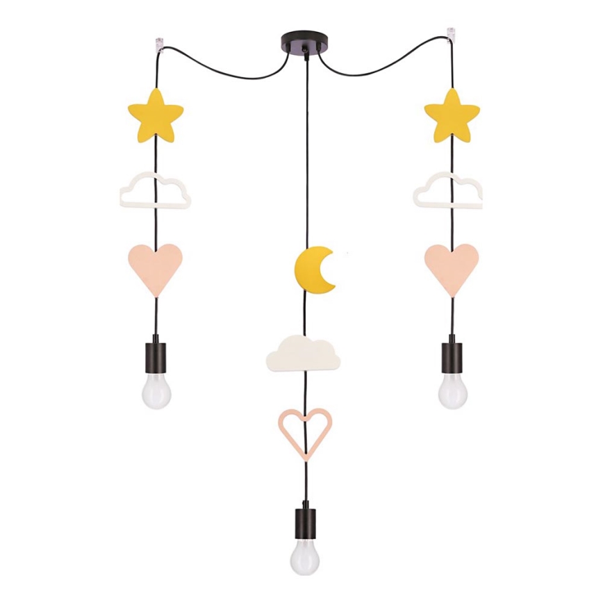 Barnpendellampa TRIO 3xE27/20W/230V gul/vit/rosa