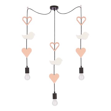 Barnpendellampa TRIO 3xE27/20W/230V rosa/vit