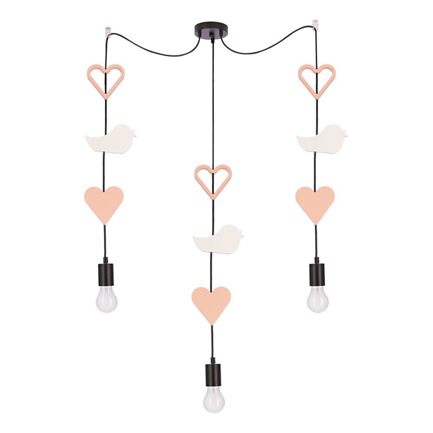 Barnpendellampa TRIO 3xE27/20W/230V rosa/vit