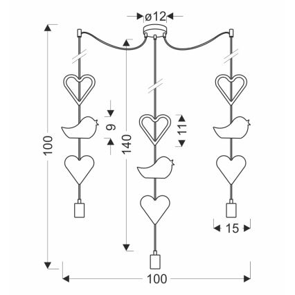 Barnpendellampa TRIO 3xE27/20W/230V rosa/vit