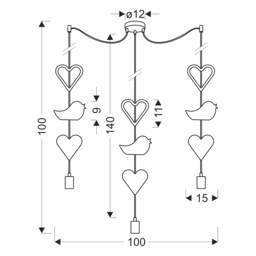 Barnpendellampa TRIO 3xE27/20W/230V rosa/vit