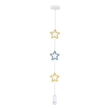 Barntaklampa på sladd STARS 1xE27/20W/230V gul/blå/vit