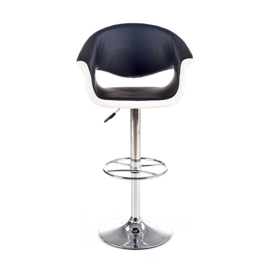 Barstol 115x60 cm vit/svart/skinande krom