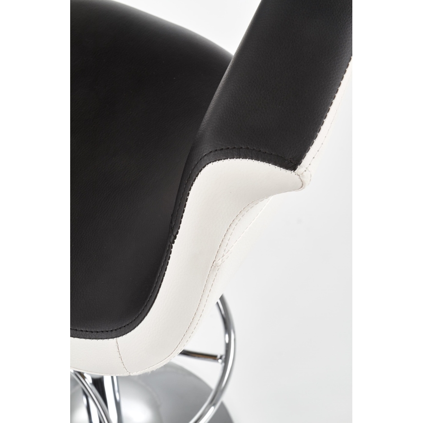 Barstol 115x60 cm vit/svart/skinande krom