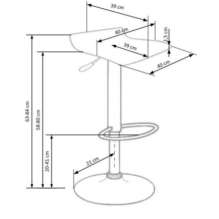Barstol 84x40 cm svart/skinande krom