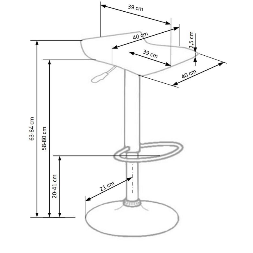 Barstol 84x40 cm svart/skinande krom