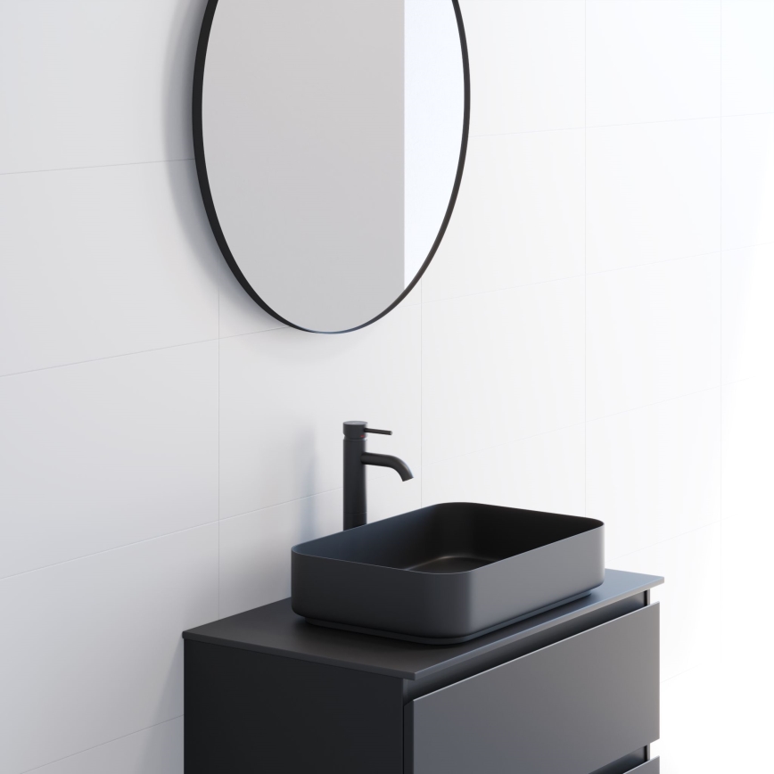 BATH DELUXE 01-080-09-02-00 - Badrum spegel BORGSTED diameter 80 cm svart