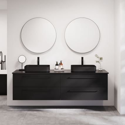 BATH DELUXE 01-080-09-02-00 - Badrum spegel BORGSTED diameter 80 cm svart