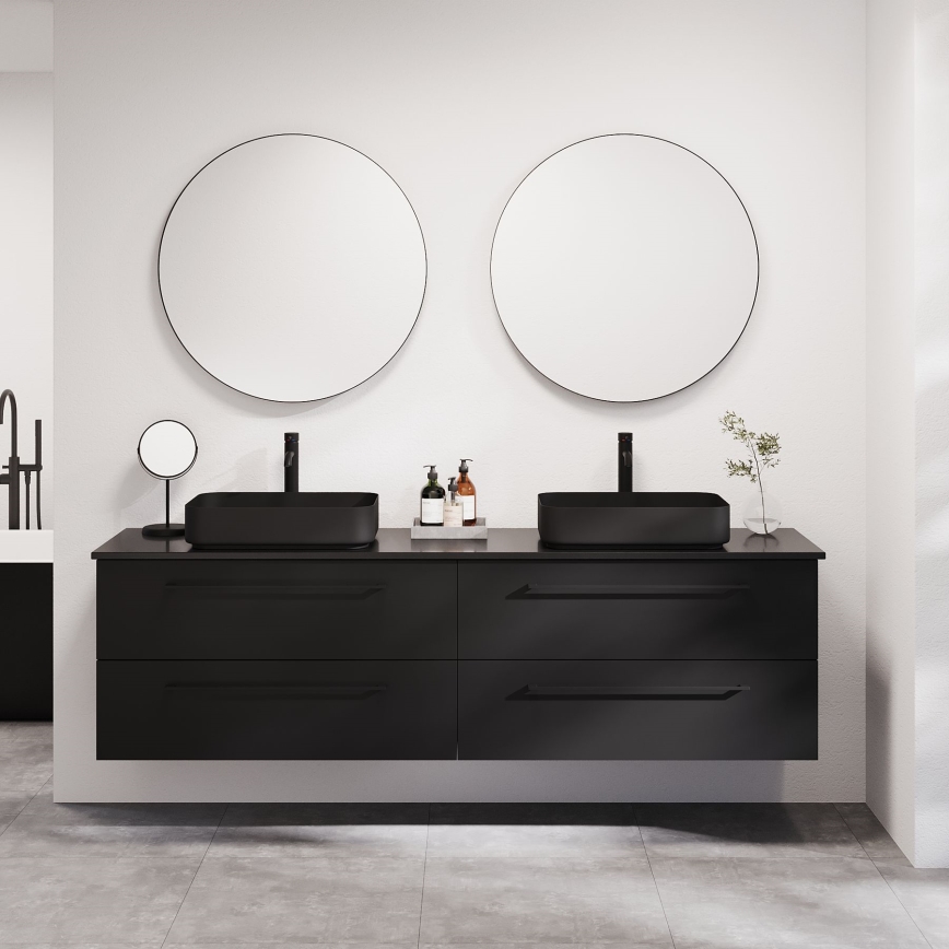 BATH DELUXE 01-080-09-02-00 - Badrum spegel BORGSTED diameter 80 cm svart
