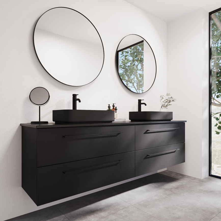 BATH DELUXE 01-080-09-02-00 - Badrum spegel BORGSTED diameter 80 cm svart