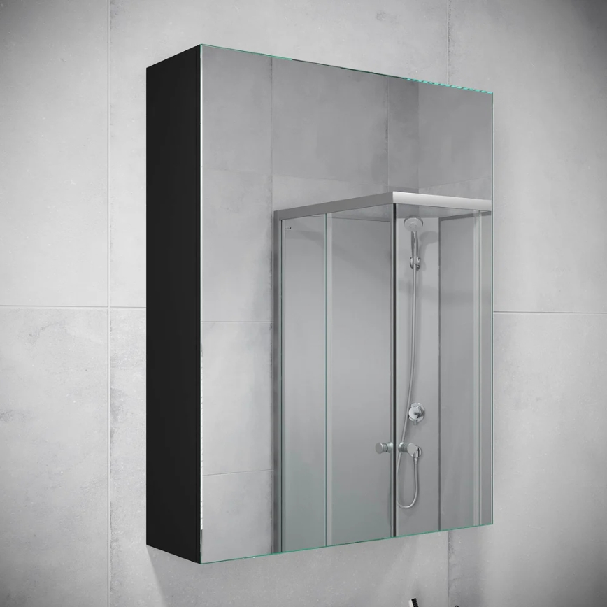BATH DELUXE 02-050-63-02-01 - Spegel badrumsskåp KENWOOD 65x50 cm matt svart