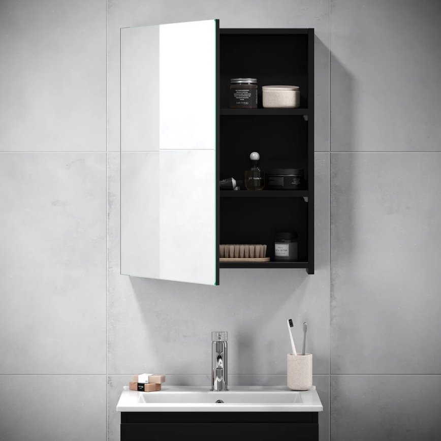 BATH DELUXE 02-050-63-02-01 - Spegel badrumsskåp KENWOOD 65x50 cm matt svart