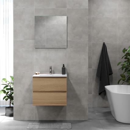 BATH DELUXE 03-060-64-86-01 - Badrumsskåp med handfat KENWOOD 61 cm ek