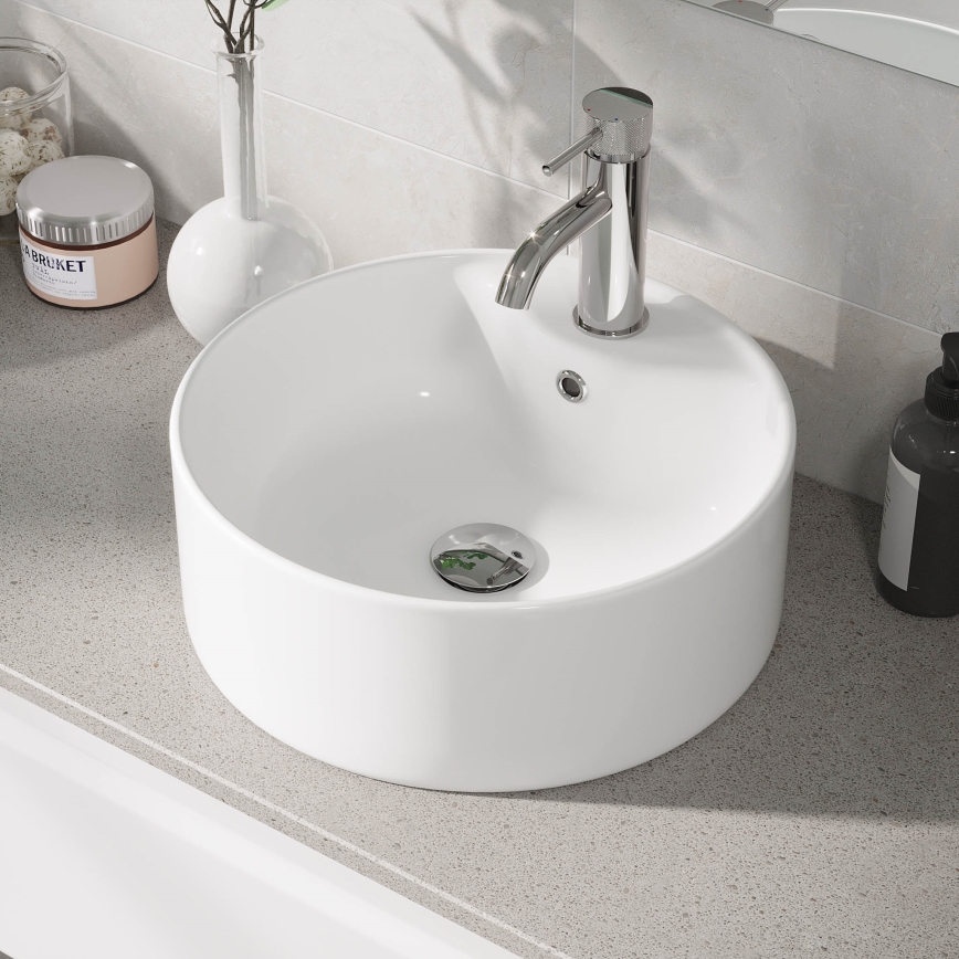BATH DELUXE 06-038-09-11-00 - Tvättställ för bänkskiva VIKEDAL Ø 38 cm keramik/vit