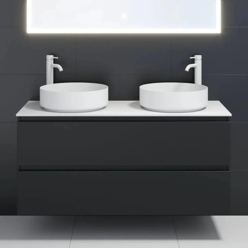 BATH DELUXE 06-040-16-01-00 - Tvättställ för bänkskiva LJORDAL Ø 40 cm rostfritt stål/matt vit