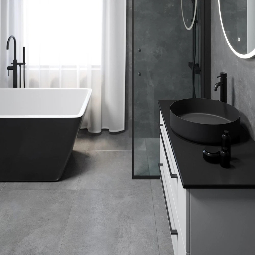 BATH DELUXE 06-040-16-02-00 - Handfat för bänkskiva LJORDAL Ø 40 cm rostfritt stål/matt svart