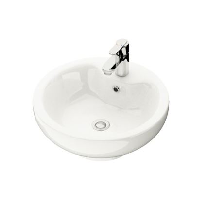 BATH DELUXE 06-045-11-11-00 - Tvättställ för bänkskiva DRAMMEN Ø 40,1 cm keramik/blank vit