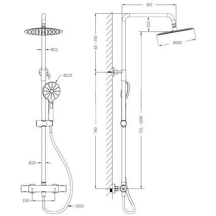 BATH DELUXE 31-120-05-70-00 - Duschutrustning med termostat DRAGOR borstad mässing